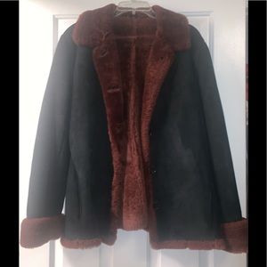 Searle Black Suede/Faux Fur Button Front Jacket